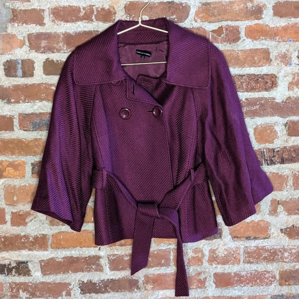 Isabella DeMarco Size 4 Purple Wool Blend Jacket w/ 3/4 Sleeves